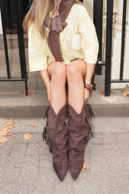 BOTTES À FRANGES ELLIE - MARRON