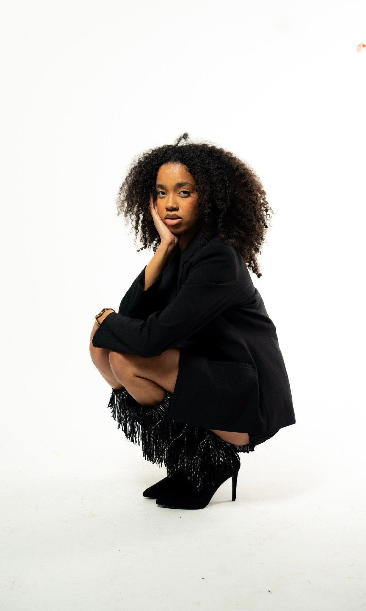 BOTTES À FRANGES IZZY NOIR STRASS